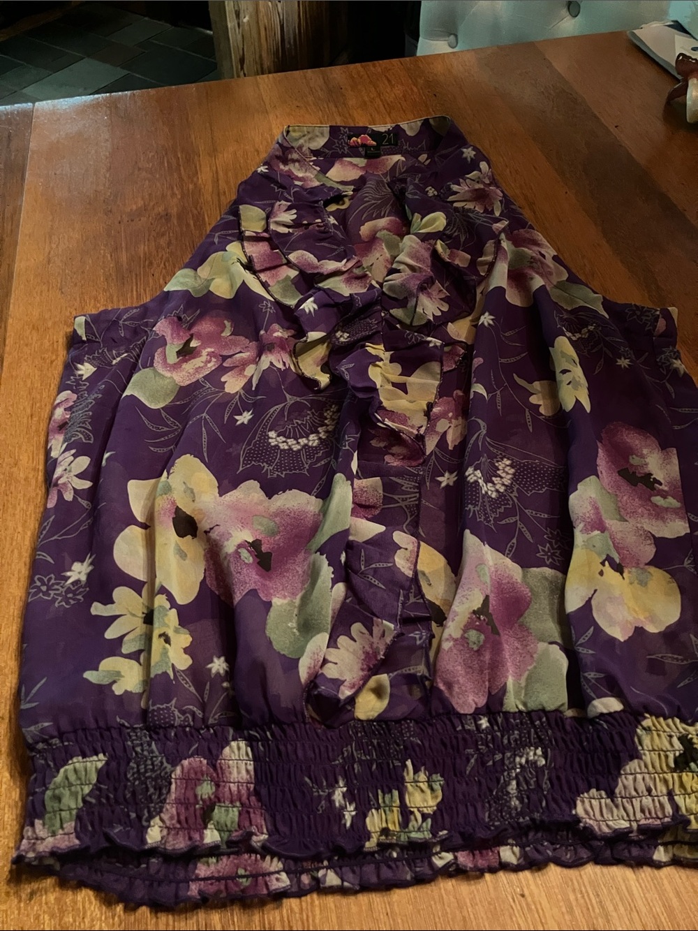 Forever 21 Purple Floral Print Top